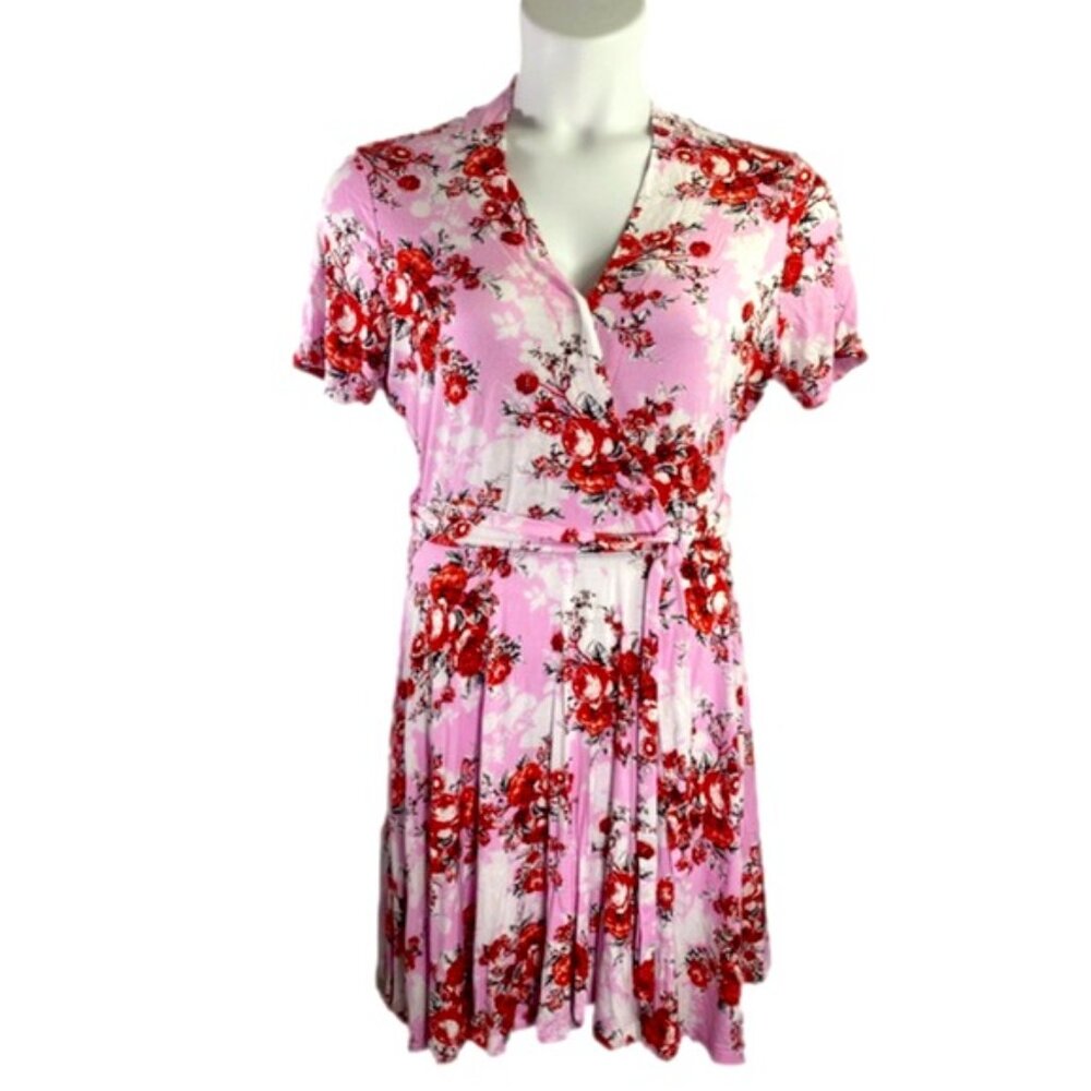 Venus Women’s Floral Pink Short Sleeve/Knee Length Dress. Size